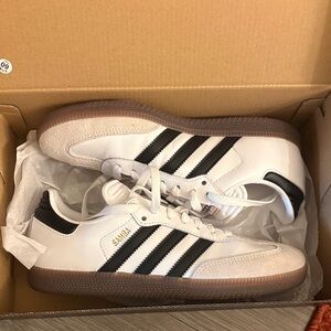 Adidas Samba White with Black Stripes
